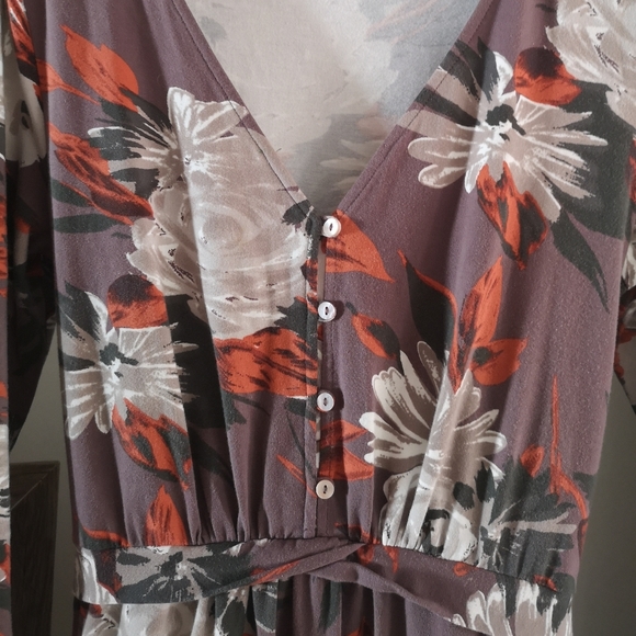 Taupe floral midi dress - Picture 3 of 7